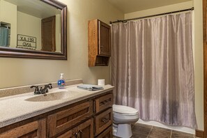 Combined shower/bathtub, eco-friendly toiletries, hair dryer, towels - ** New home w/  wood fireplace, tucked in peaceful woods centrally located !! (Sister Bay)