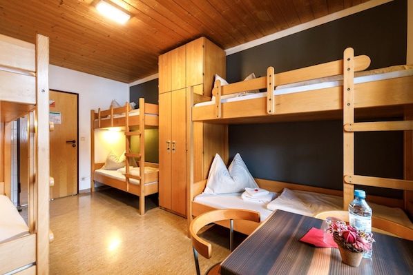 Desk, bed sheets