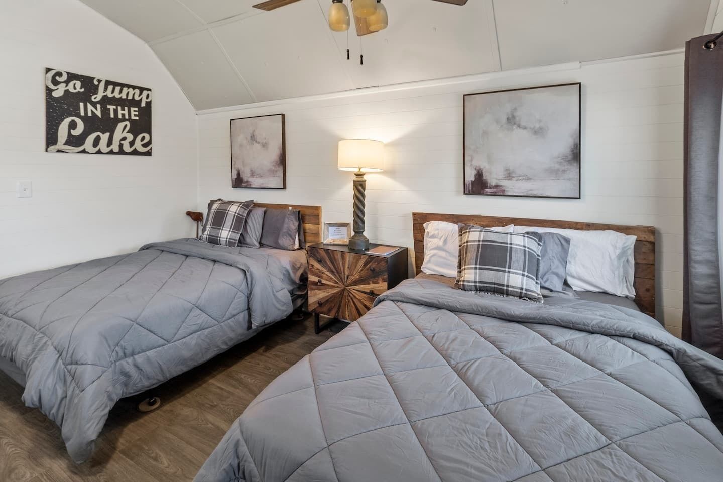 Two Full-sized beds with luxury linens