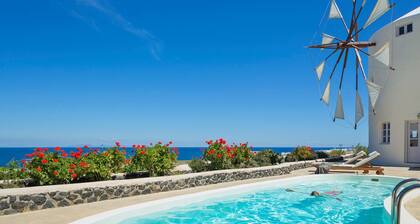 Lilac Windmill Santorini luxury villa with private pool and sea view