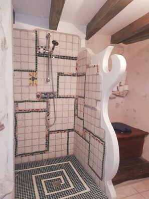 Shower, soap, toilet paper