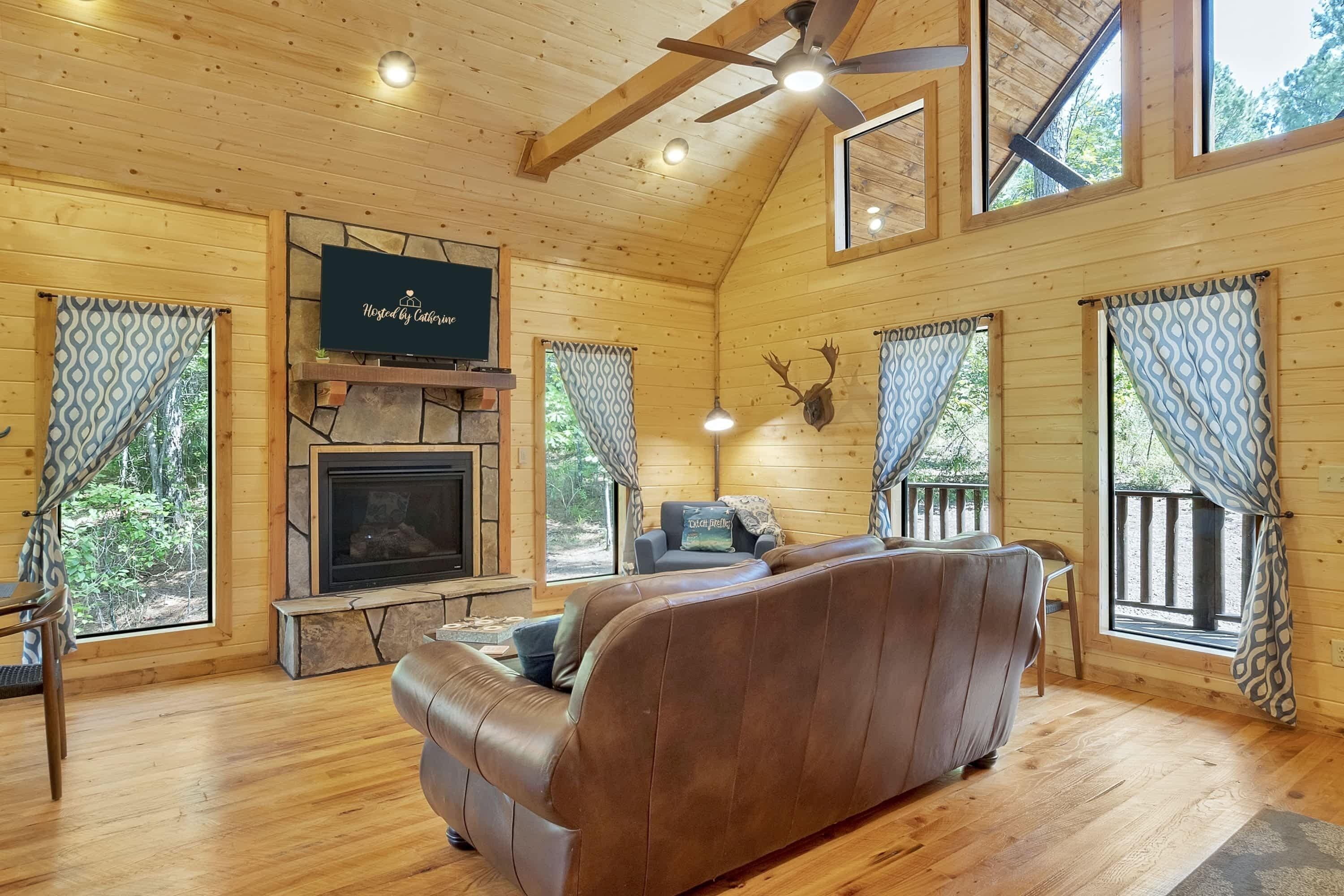 TV, fireplace, offices