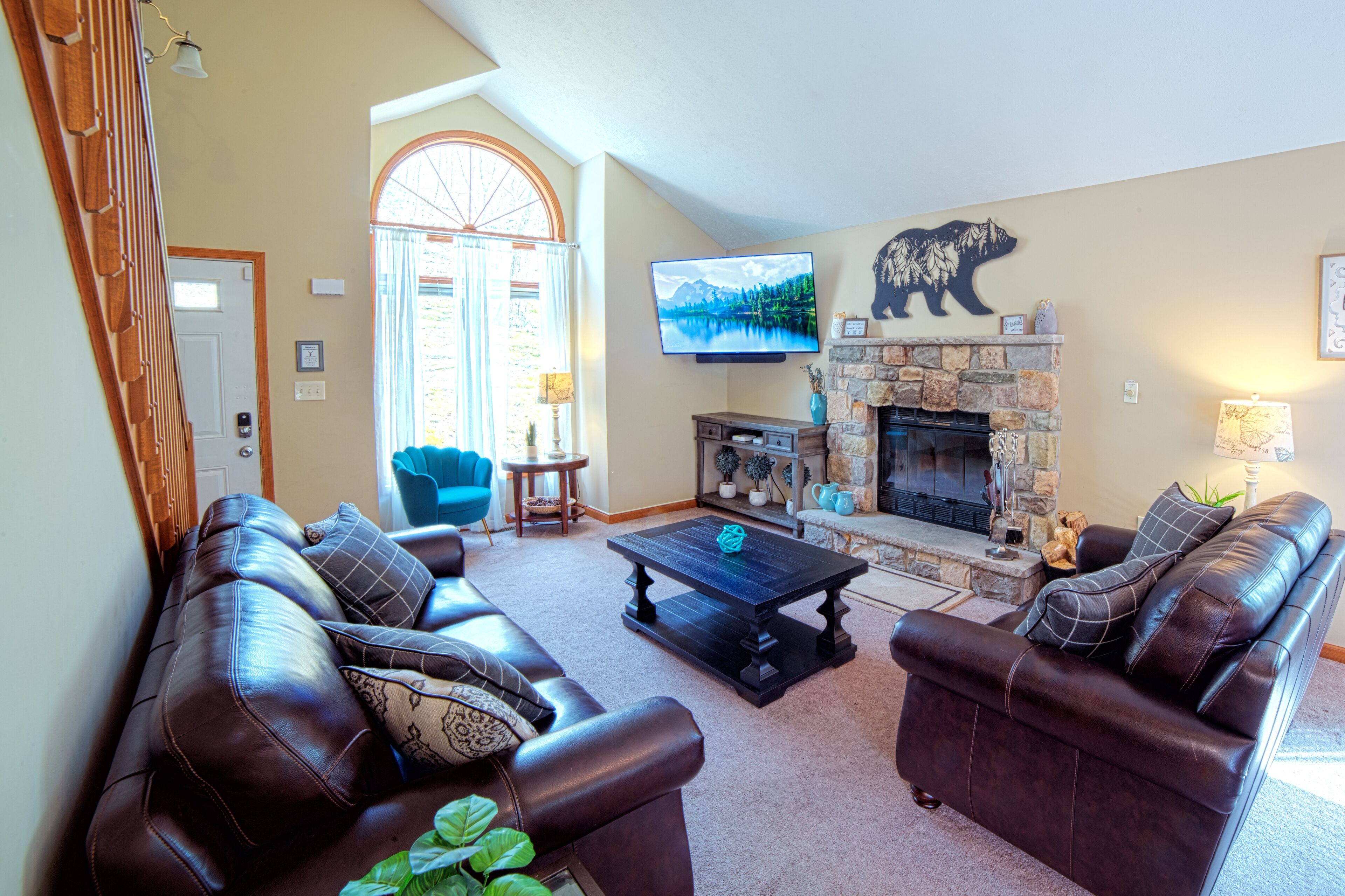 Smart TV, chimenea, videojuegos y reproductor de DVD 