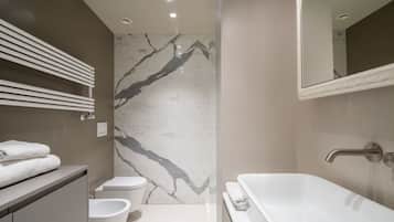 Dusche, Haartrockner, Bidet, HandtĂŒcher