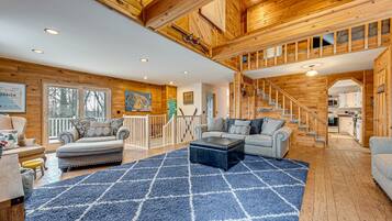 TV, fireplace, video-game console, DVD player