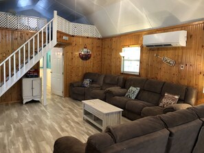 Smart TV, fireplace, DVD player, video library