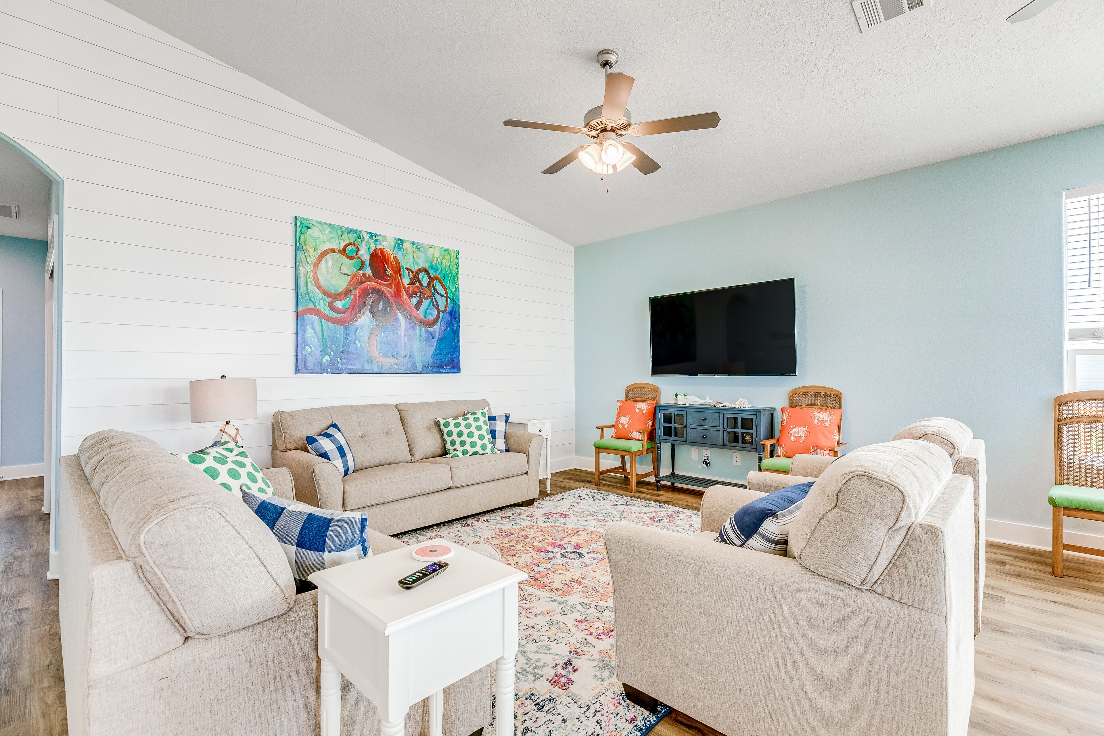 Stylish dog-friendly home near the beach with large deck & firepit
