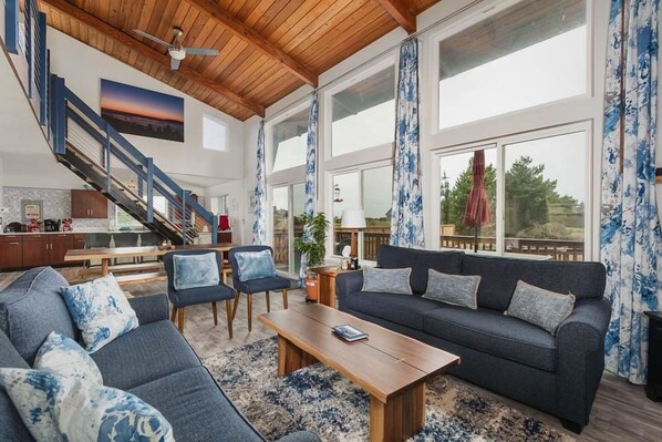 Smart TV, fireplace, video games, table football
