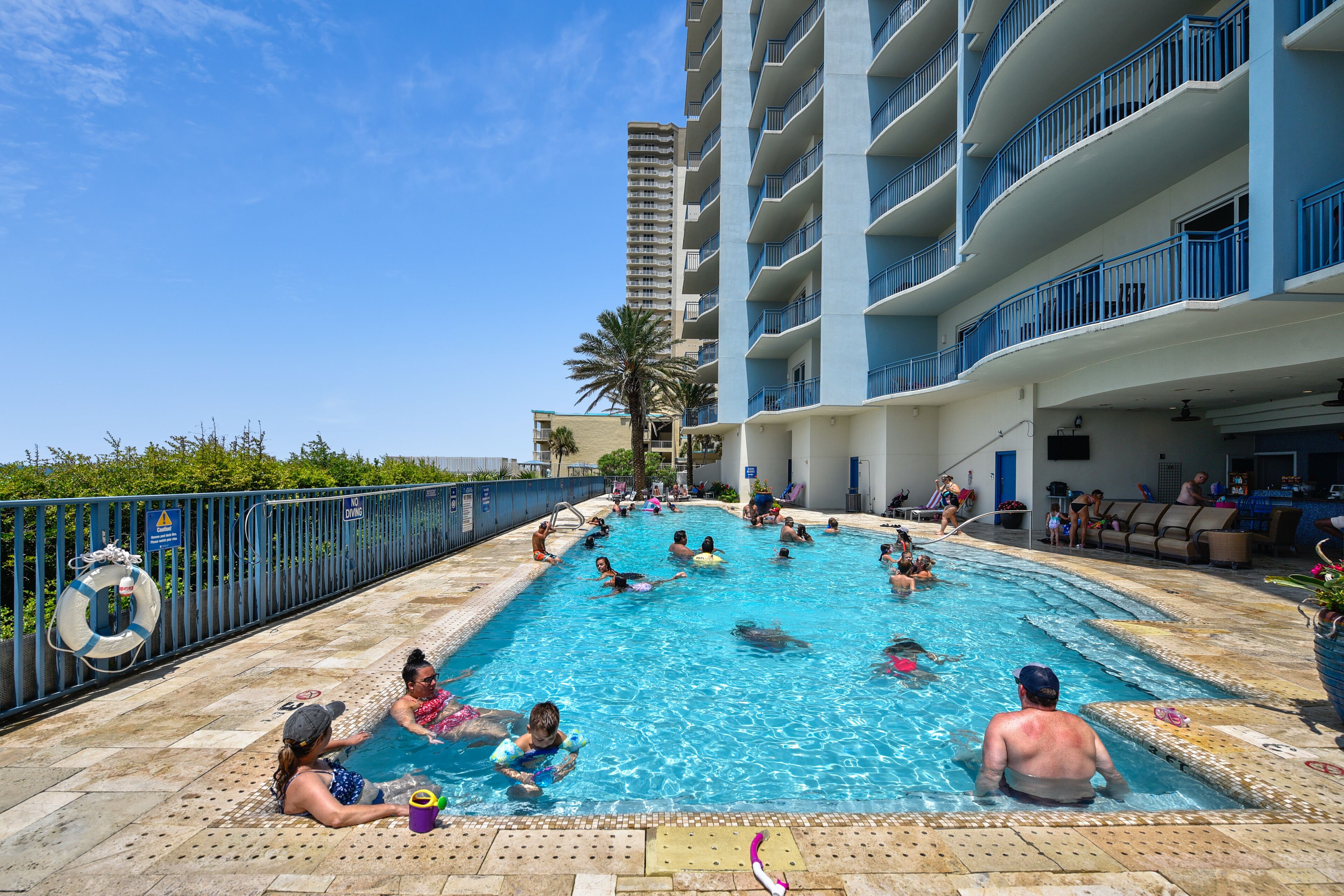 Outdoor pool, sun loungers