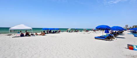 On the beach, white sand