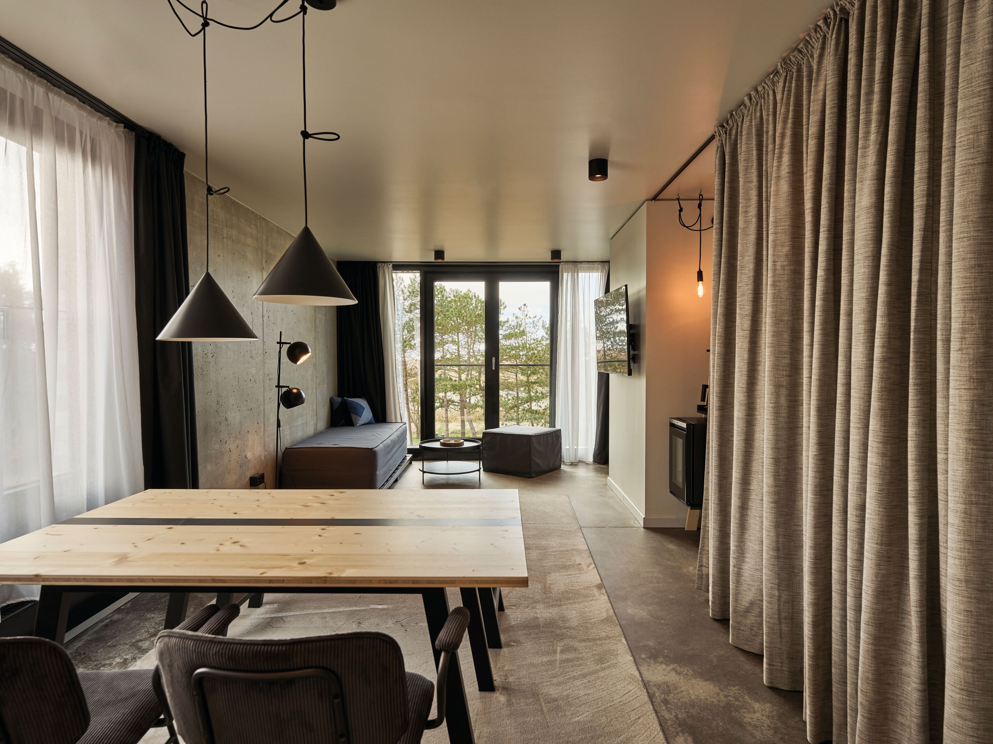 ocean drive suite, dike view | living area | 49-inch tv with satellite channels