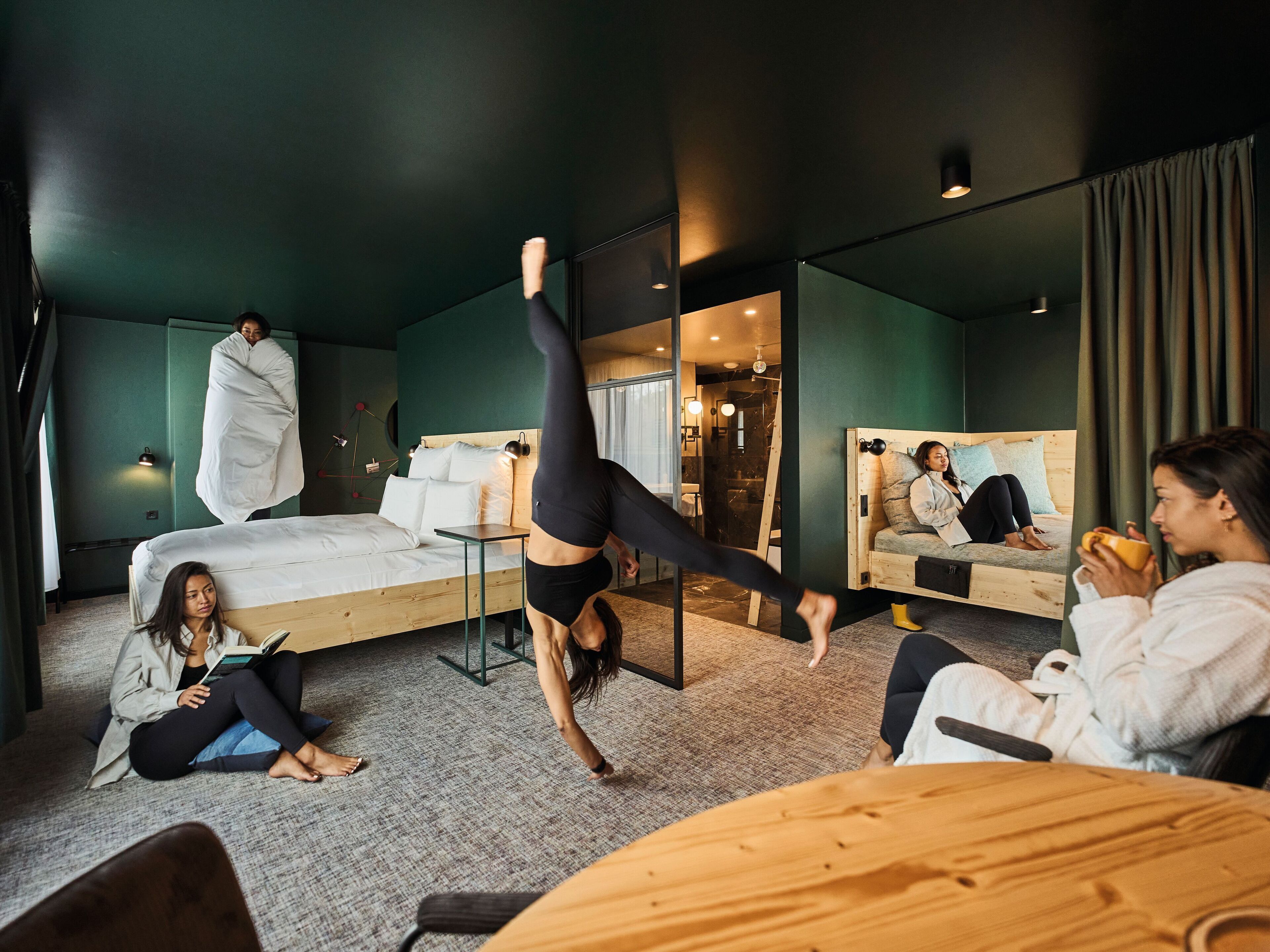 green horizon suite, forest view | living area | 49-inch tv with satellite channels