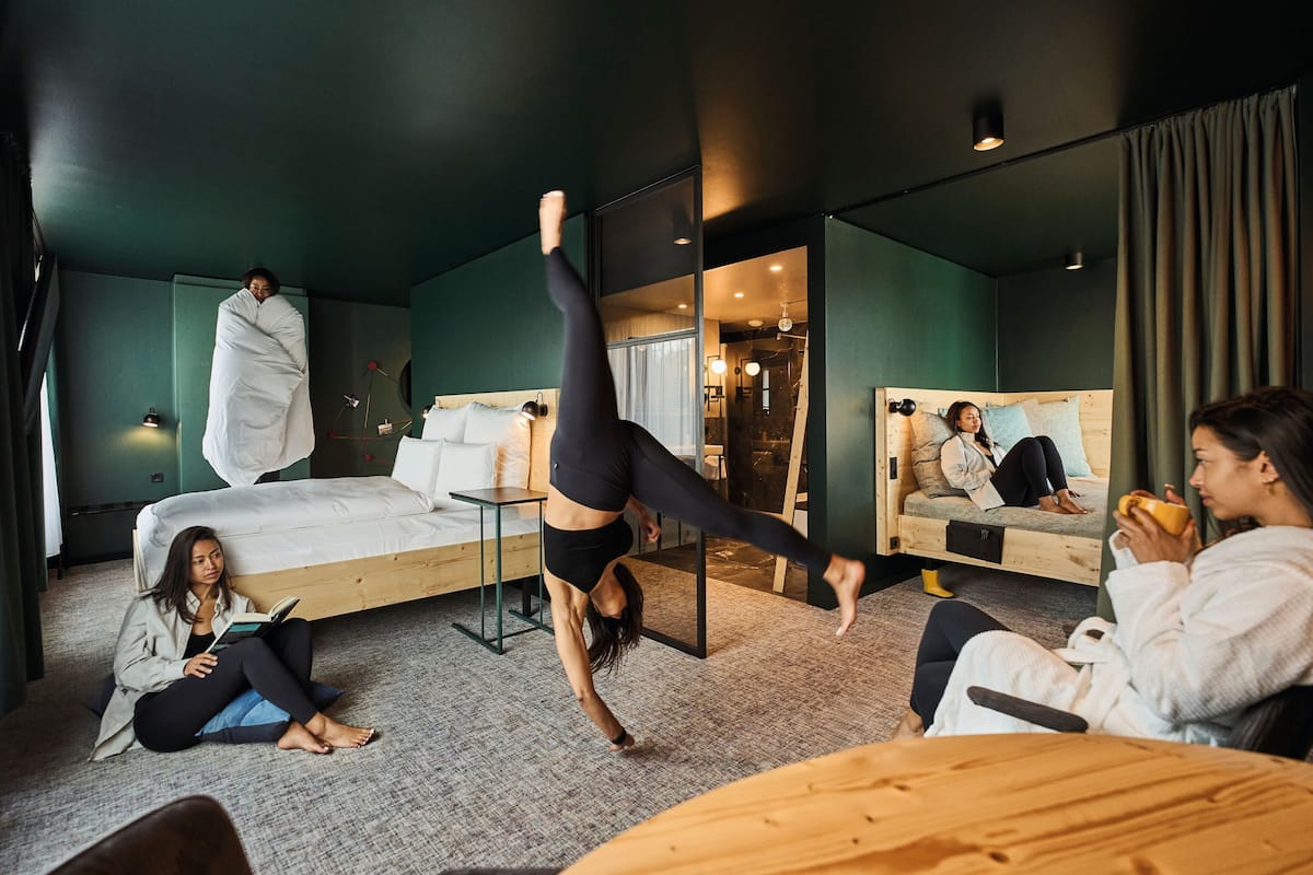 green horizon suite, forest view | living area | 49-inch tv with satellite channels