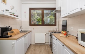 Fridge, microwave, stovetop, dishwasher