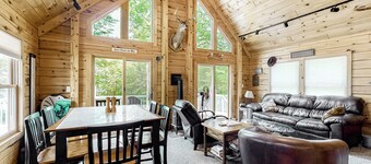Lakefront cabin on First Roach Pond with dock, lake view & firepit- dog-friendly