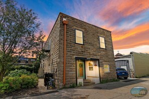 Exterior - Downtown Hideaway-Upper Unit |Private Deck |Shared Patio |100 Year Old Cinder Block Building|Main St (Lake Geneva)