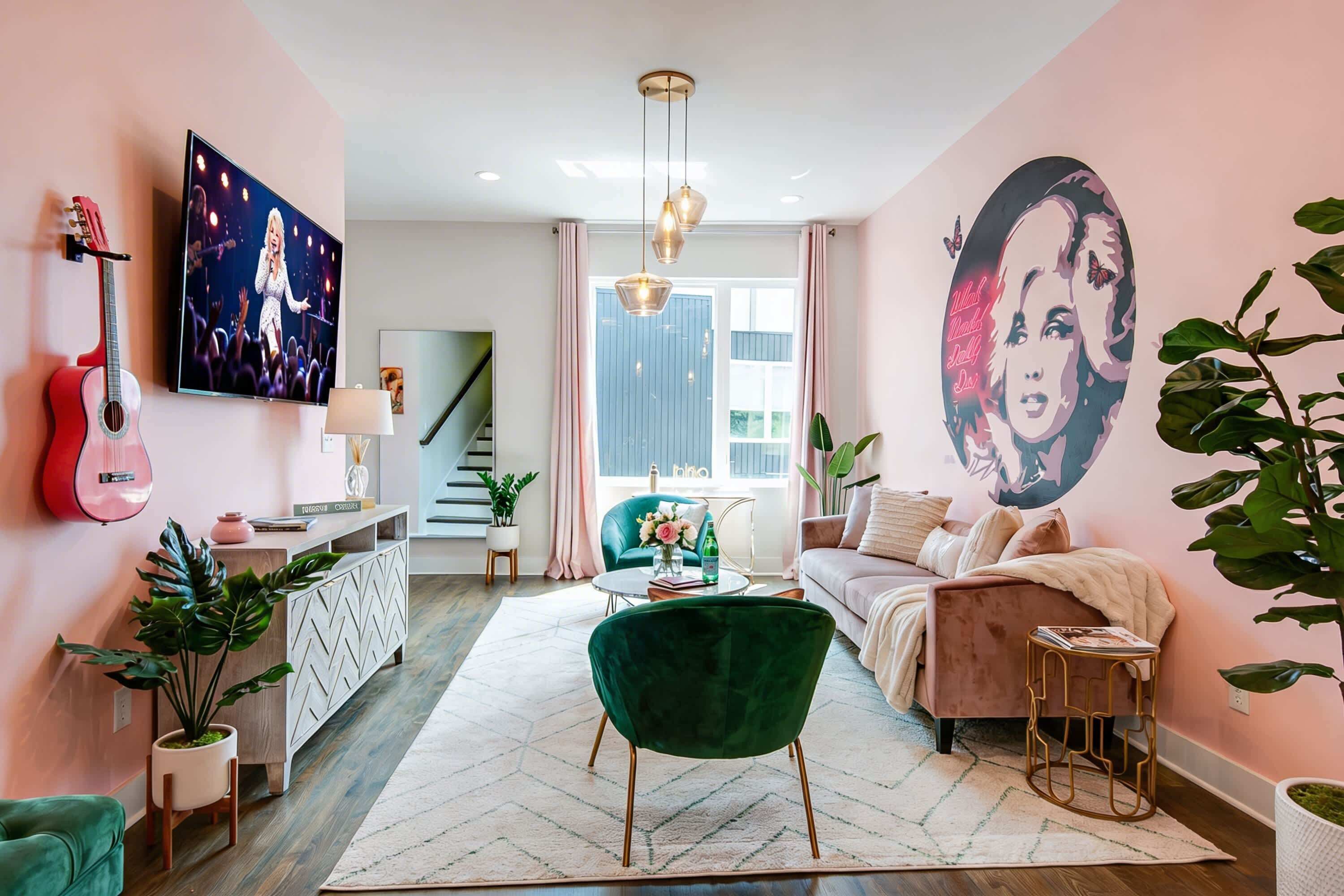 Een televisie, Hulu, streamingdiensten en een stereo