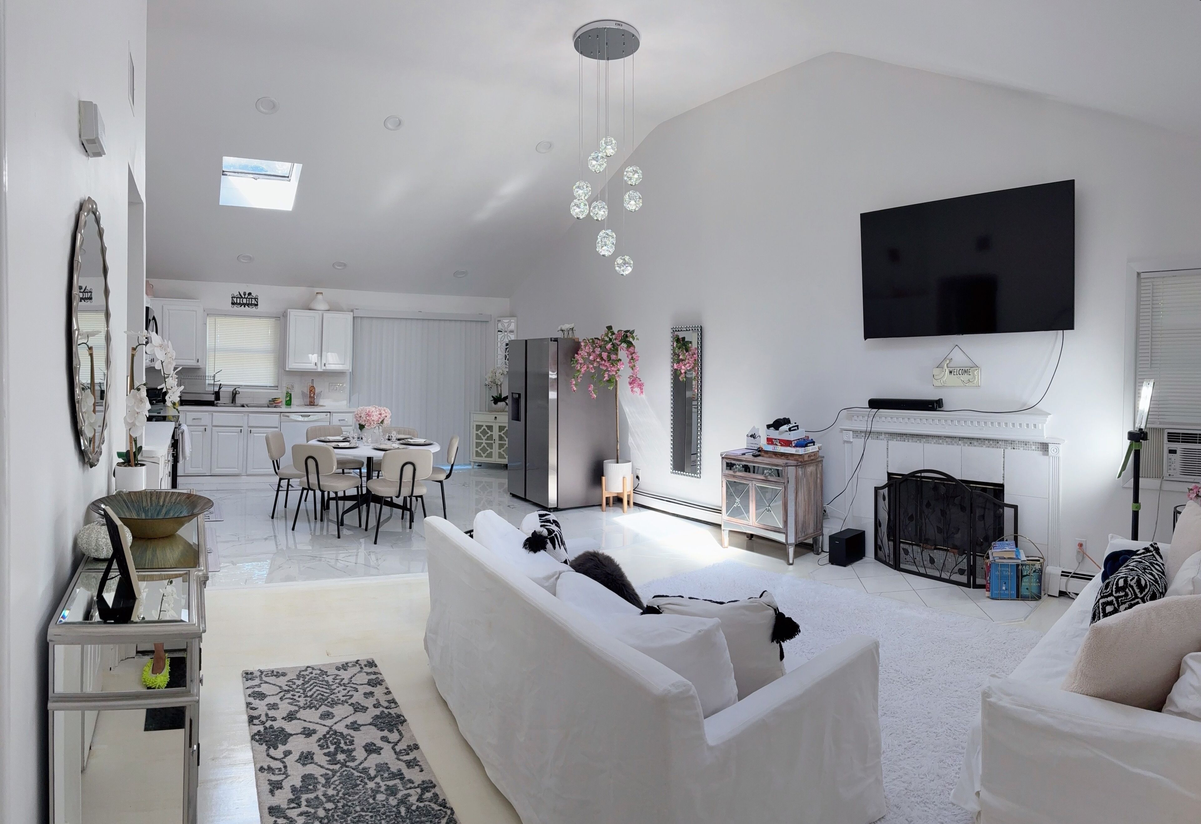 Smart TV, fireplace, foosball, table tennis
