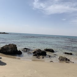 On the beach, white sand