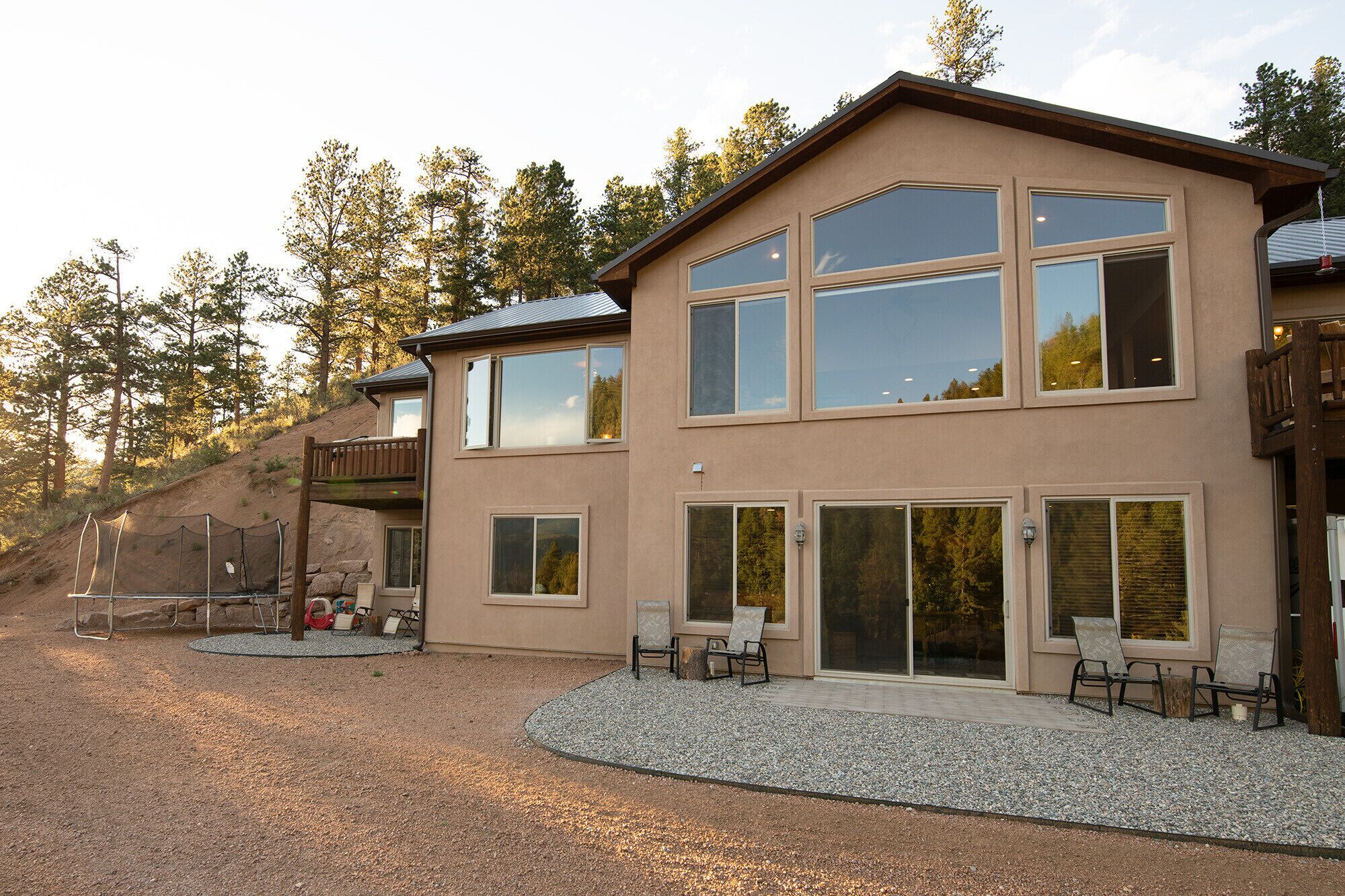 Ground level of beautiful mountain home with views of Pikes Peak!