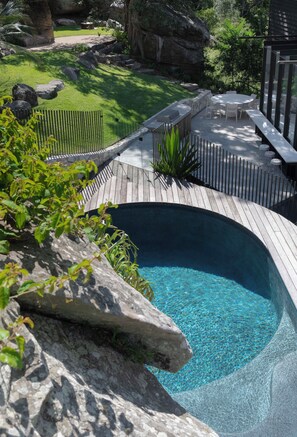 Outdoor pool, sun loungers