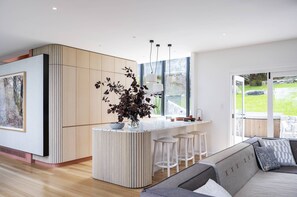 Luxury Villa | Private kitchen | Full-size fridge, microwave, oven, stovetop