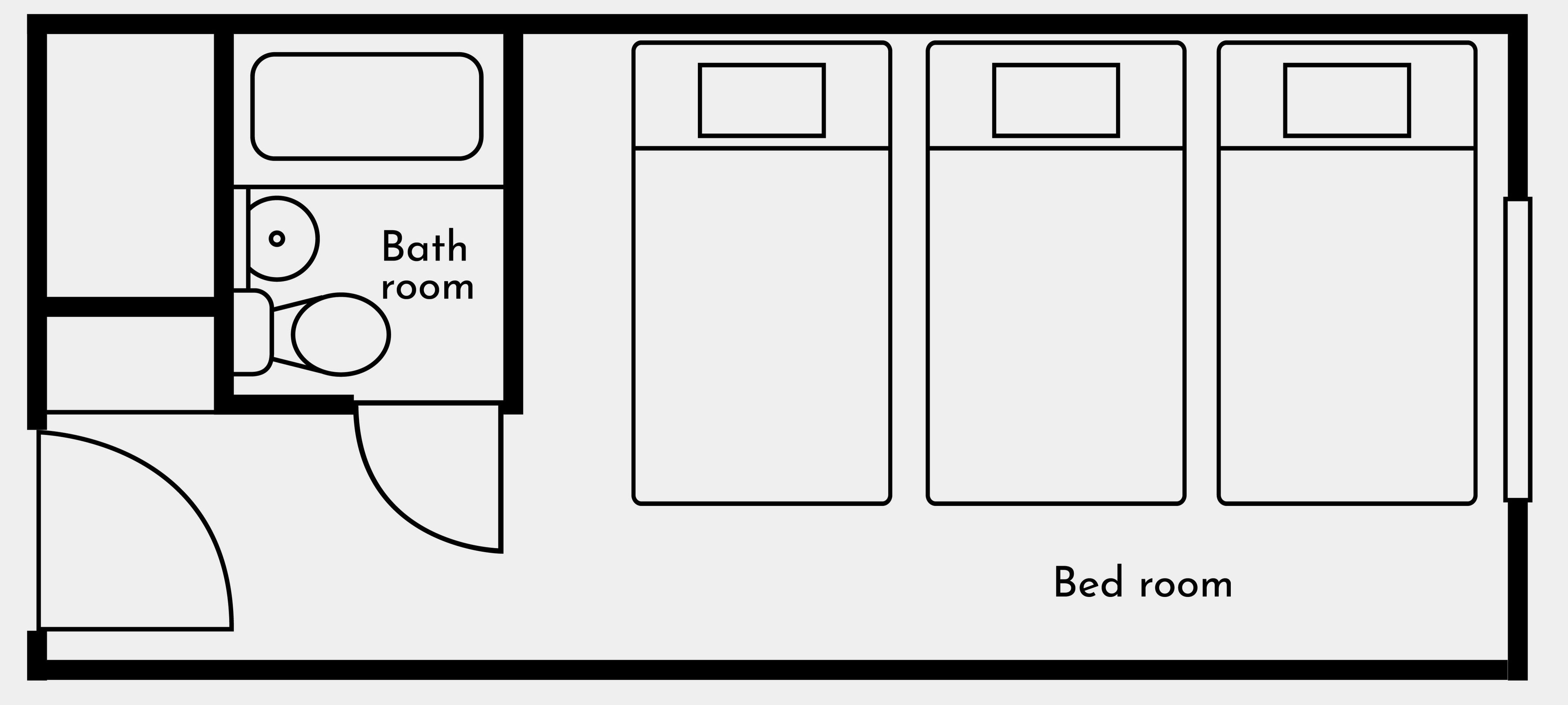 Plano de planta que incluye un baño y un dormitorio.