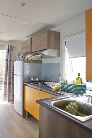 Réfrigérateur, micro-ondes, plaque de cuisson, lave-vaisselle