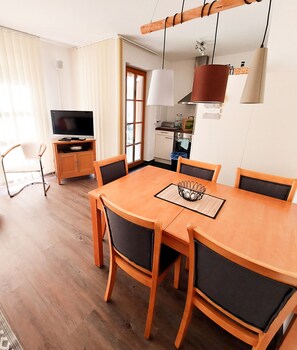 Dining room in the cozy apartment in the mountains of Austria