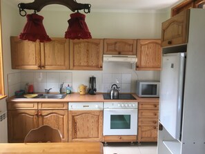 Fridge, microwave, coffee/tea maker, electric kettle