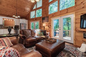 Smart TV, fireplace, DVD player, foosball