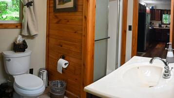 Regadera, secadora de cabello, toallas