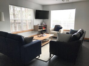 Smart TV, foosball, books
