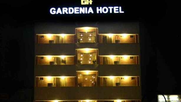 A multi-story building with a sign reading "GARDENIA HOTEL". - Gardenia Hotel (Lahore)