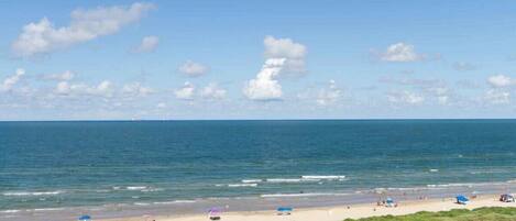 On the beach, beach towels