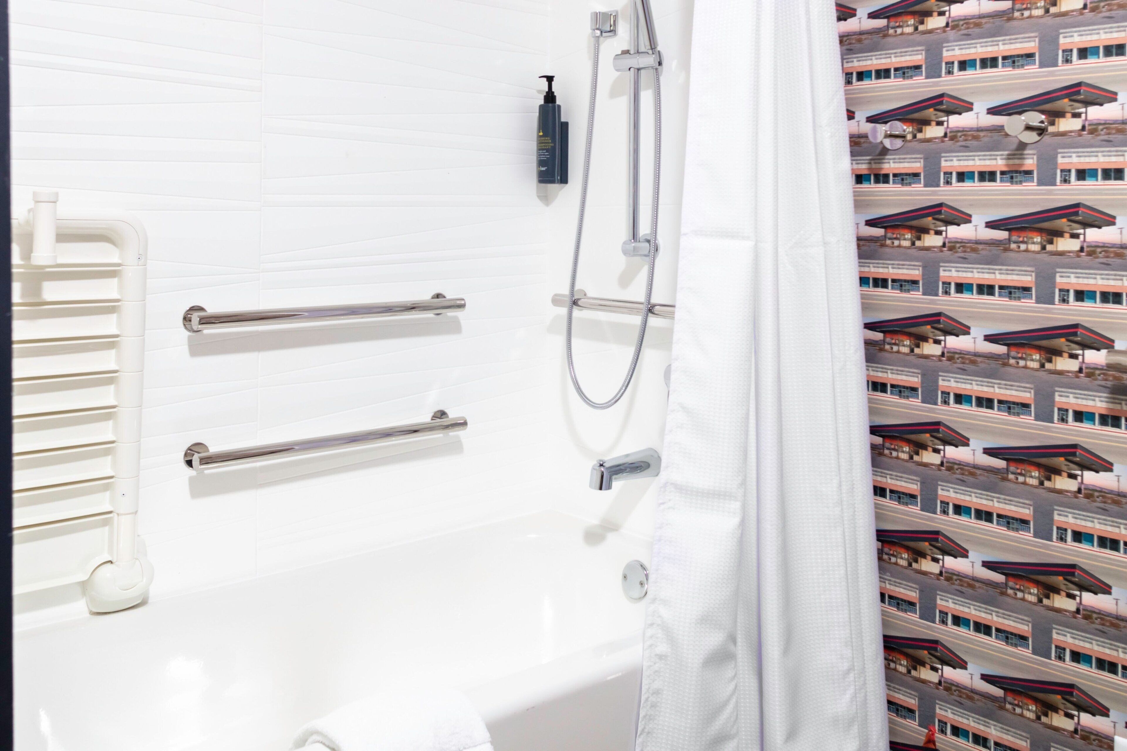 shower, rainfall showerhead, designer toiletries, hair dryer