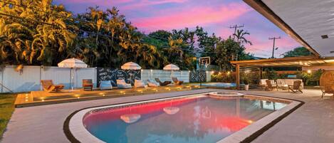 Piscine extérieure, piscine chauffée