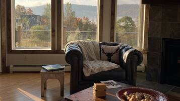 Älytelevisio, takka, DVD-soitin, pöytätennispöytä