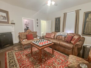 Smart TV, fireplace, video games, books