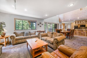 TV, fireplace, DVD player, books