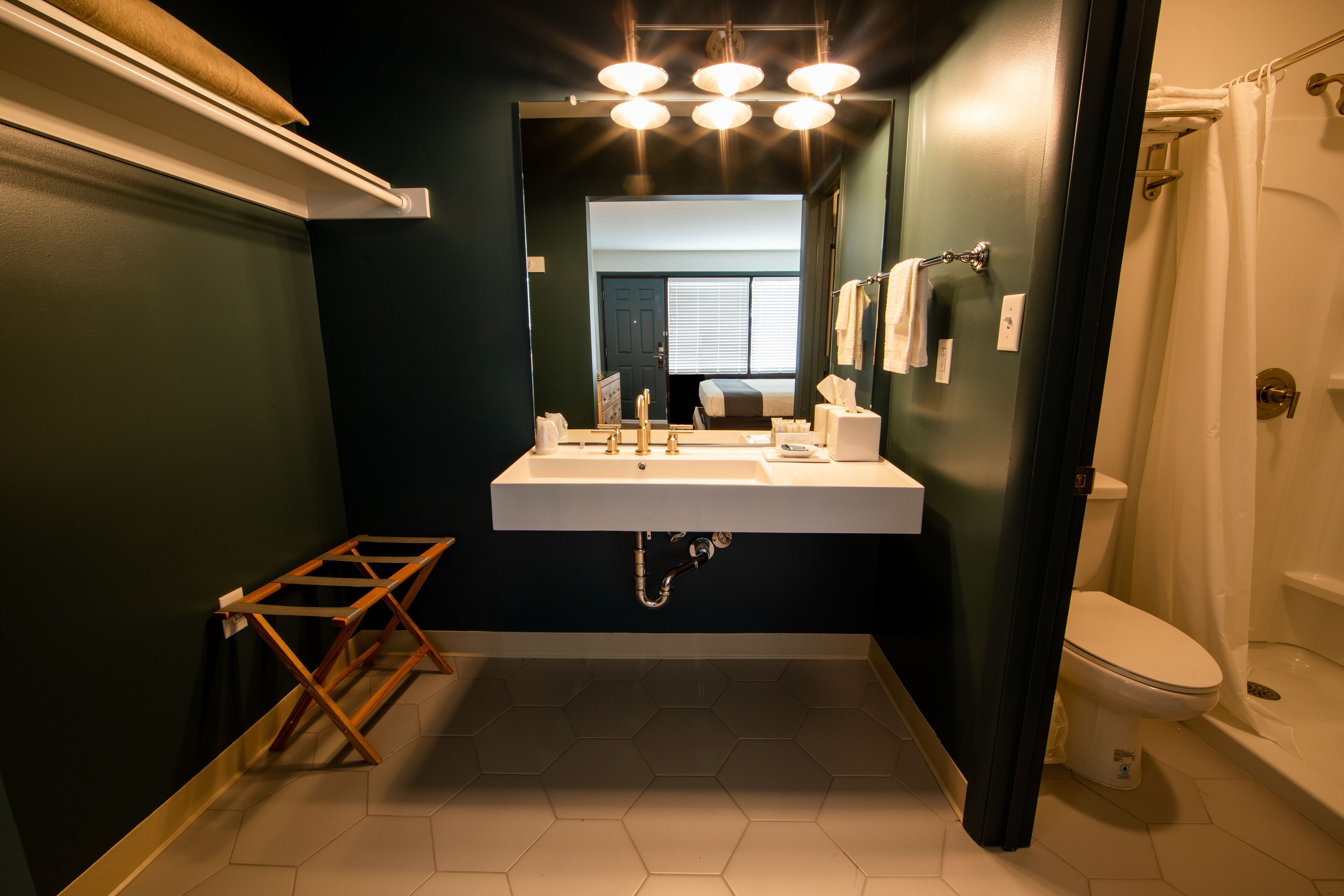 free toiletries, hair dryer, towels