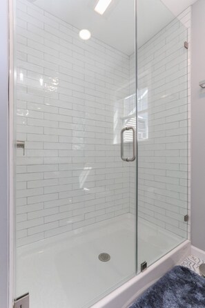 Combined shower/bathtub, hair dryer