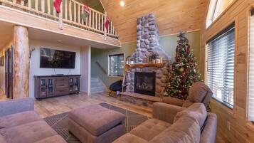 Smart TV, fireplace, video game console, DVD player