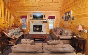 TV, fireplace, video games, DVD player