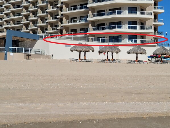 On the beach, beach towels