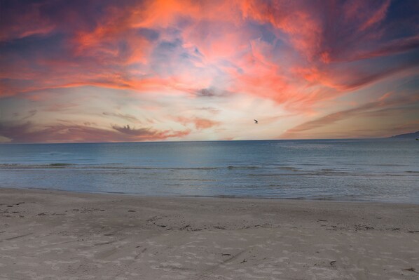 On the beach, beach towels