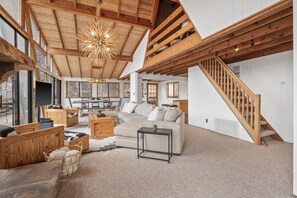 Smart TV, fireplace, video games, DVD player