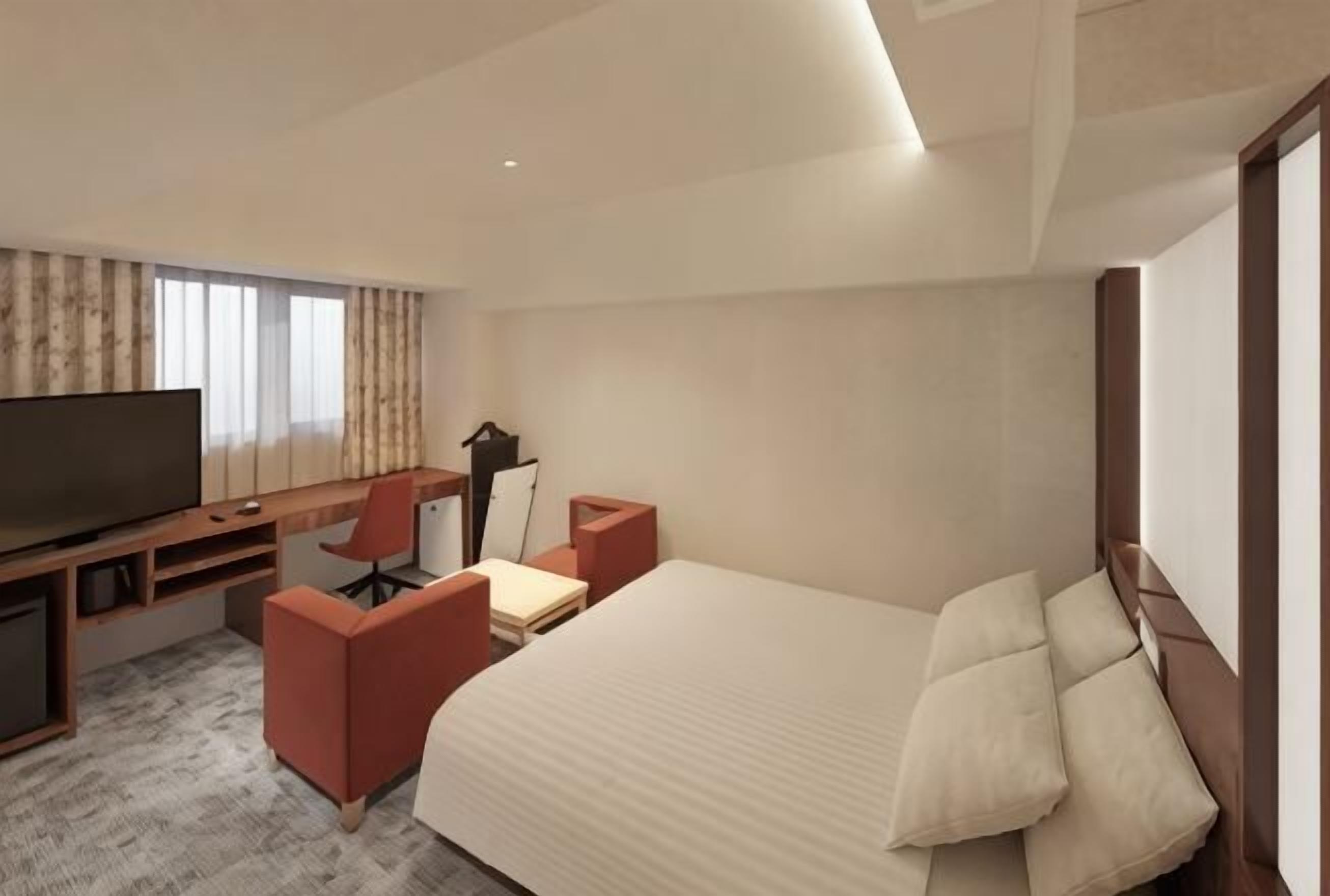 Down comforters, laptop workspace, blackout drapes, soundproofing