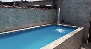 Outdoor pool - House with pool near waterfall (Mongaguá)