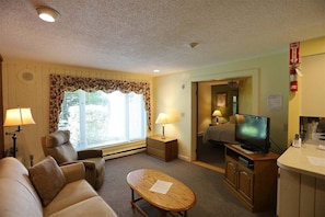 TV, lareira, DVD player